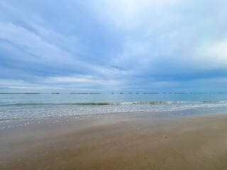 rimini beach in the early morning with beautiful sky in winter time