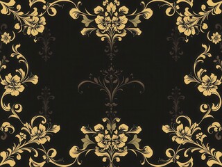 Fototapeta premium Elegant and sophisticated luxury black charcoal floral wallpaper pattern, luxury, interior, floral