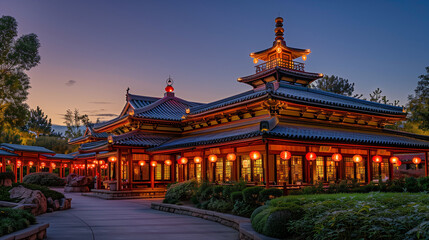 Naklejka premium An old Asian building with original architecture