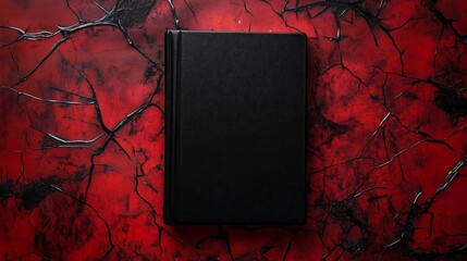 Mockup black book cover horror genre without text, black red scary background