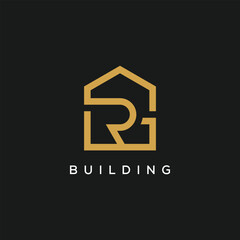 Obraz premium letter GR RG home house building logo design inspiration