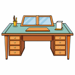 cartoon office desk