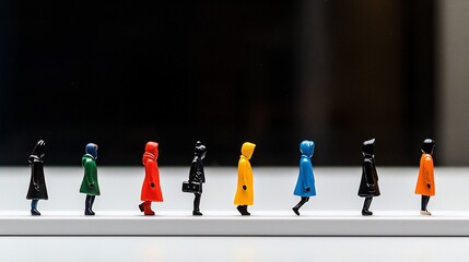 Obraz premium Colorful miniature figures in a row.
