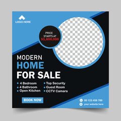 real estate Instagram post social media banner template design. Modern home sale social media post layout & digital marketing promo poster, advertising square social media post design.