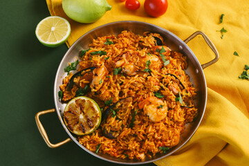 Spanish Dish Seafood Paella 