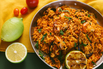 Spanish Dish Seafood Paella 