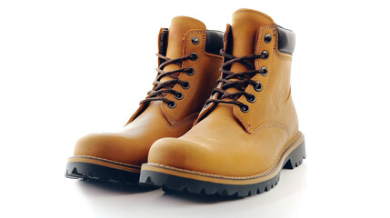 a pair of working / hiking / walking boots cut out and isolated on a white background