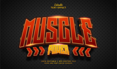 Muscle Power Editable Text Effect Style 3d Luxury Red and Gold Theme Exercise Sport