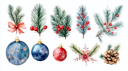 christmas decoration watercolor set