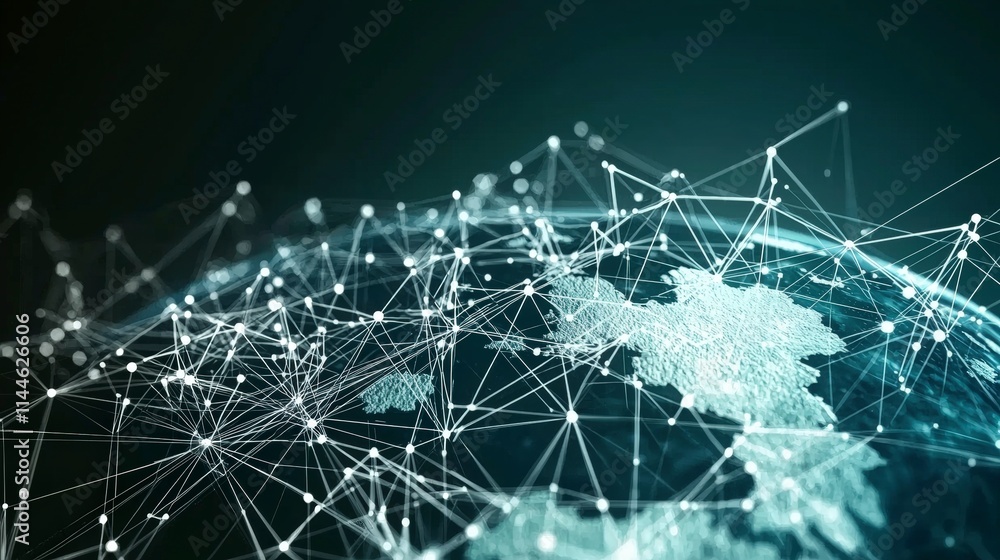 Aufkleber global network connection futuristic earth abstract background