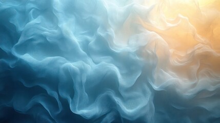 Obraz premium A soft, abstract blend of blue and orange hues resembling flowing fabric or smoke.