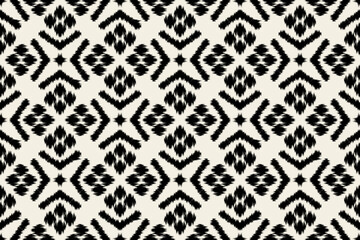 Ikat embroidery on the fabric in Indonesia, India, and Asian countries. geometric ethnic oriental seamless pattern.Aztec style. illustration. design for texture, textile, clothing, wrapping, carpet