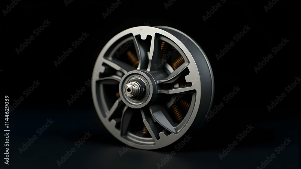 Poster precision-engineered motor: a captivating view of intricate design and powerful mechanics.