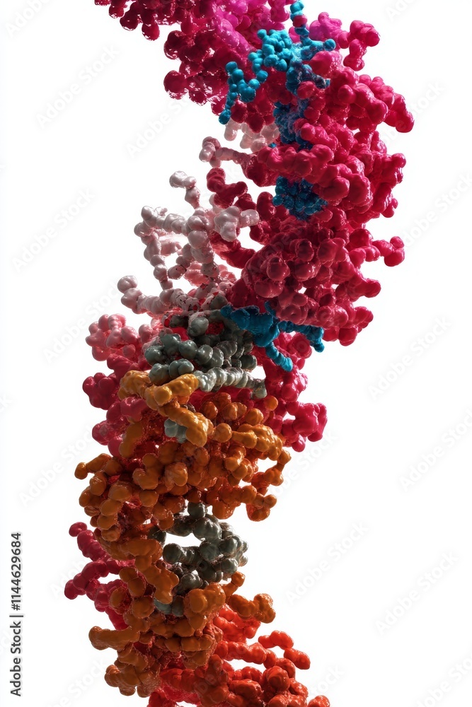 Poster a vibrant and colorful depiction of a dna double helix, showcasing the complexity and beauty of mole