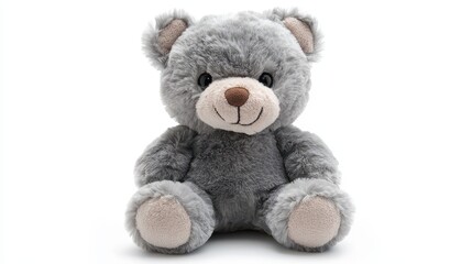 Obraz premium Cute teddy bear isolated on white background. Plush toy object.