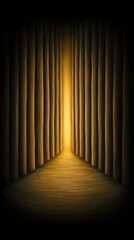 Glowing Light through Dark Curtains in Enigmatic Setting