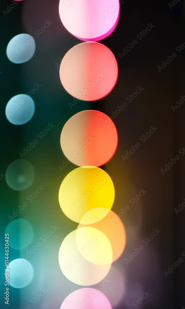 Poster a series of colorful circles are arranged in a line. the circles are of different sizes and colors, 