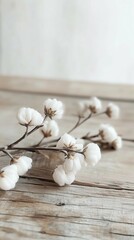 Naklejka premium Ceramic vase with dried flowers on wooden table,neutral color scheme,Scandinavian style,copy space