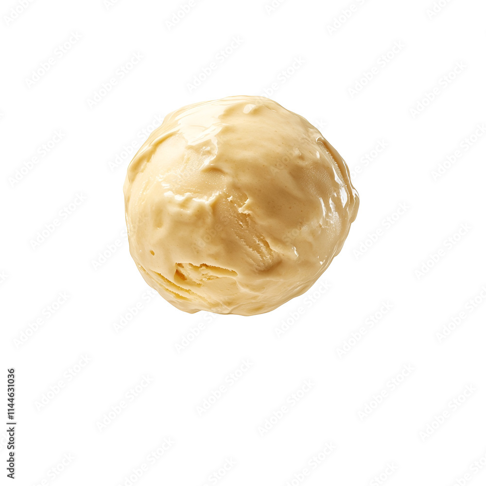 Wall mural extreme front view of a hyperrealistic single ball of candied ginger ice cream levitating in mid-air