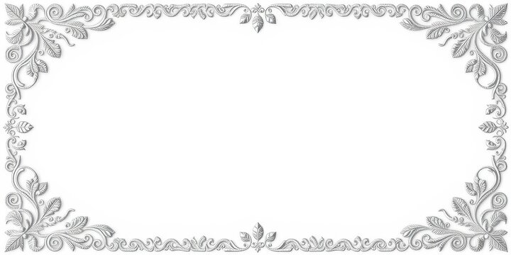 Luxurious silver leaves lace border with intricate design and delicate details, lace, elegant