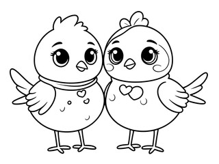 Adorable Lovebirds: A Coloring Page Featuring Two Cute Birds