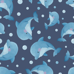 Adorable and fun ocean life seamless pattern