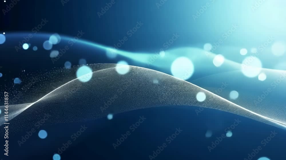 Poster a blue background with a lot of small dots. the dots are scattered all over the background, creating