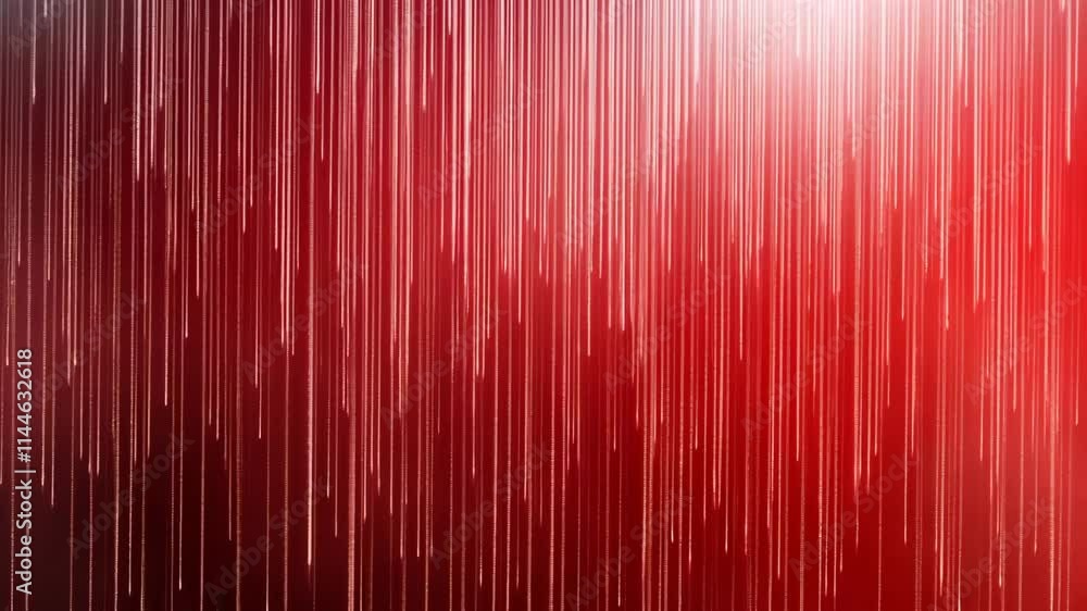 Poster a red and white background with a red and white line that is going down. the line is made up of smal