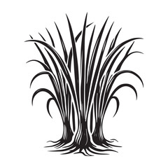 Scallion Silhouette Vector Illustration, Solid White Background.