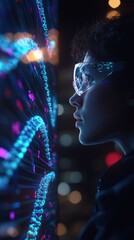 Futuristic Visionary with Augmented Reality Glasses