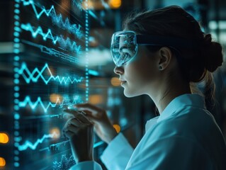 Innovative Scientist Analyzing Data with VR Technology