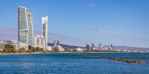 Coastline of the city of Limassol on the south coast of Cyprus