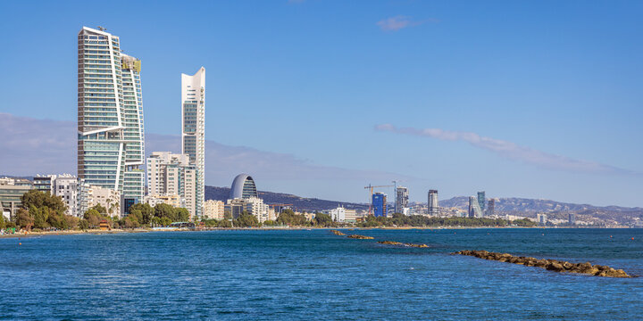 Coastline of the city of Limassol on the south coast of Cyprus