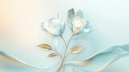 Floral light blue and beige pastel-colored background,ethereal details,minimalist backgrounds