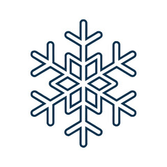 A minimalist snowflake logo for a winter on white background.