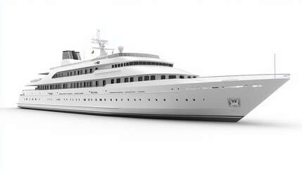 Fototapeta premium Luxurious white yacht isolated on white background.