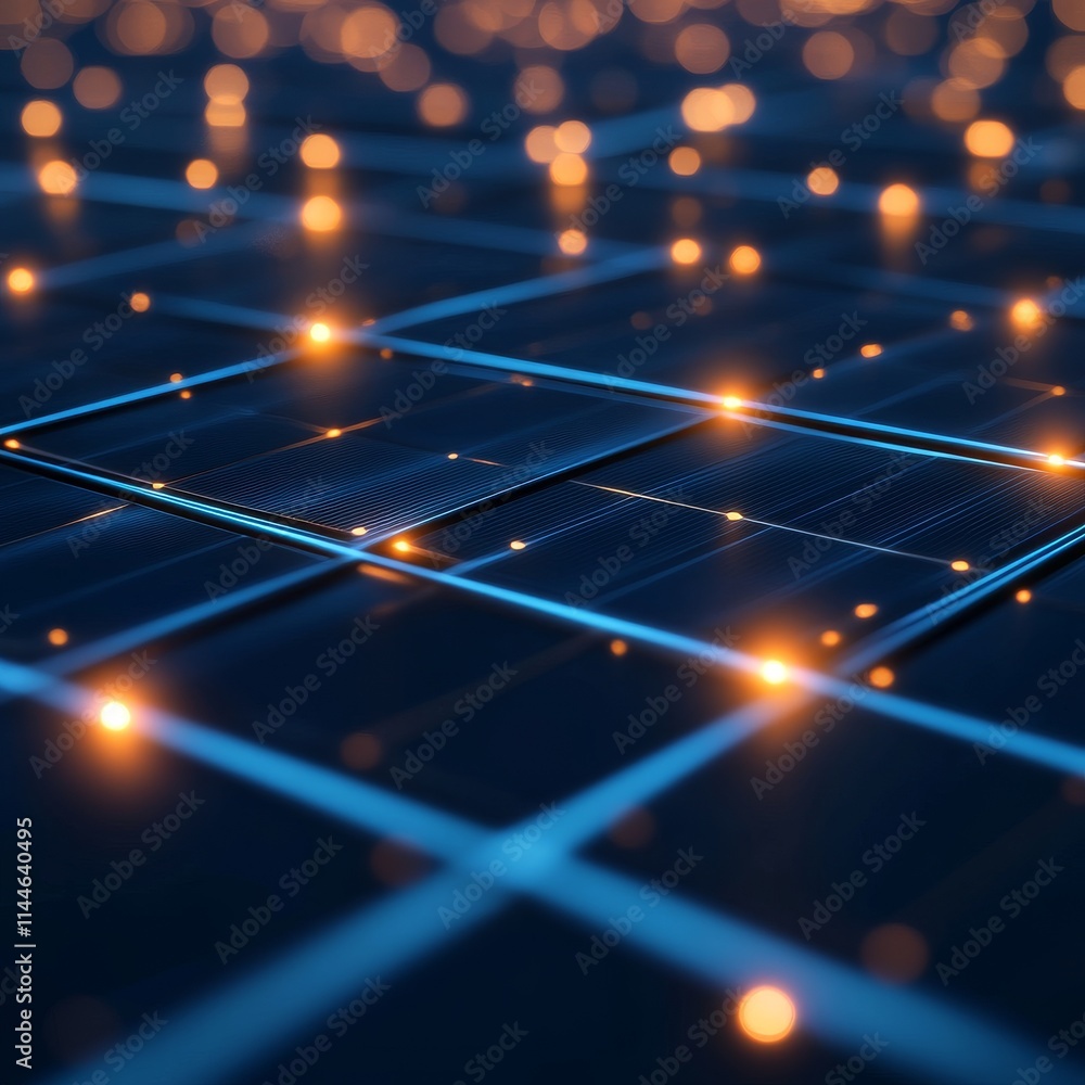 Aufkleber dynamic abstract background featuring glowing blue lines and illuminated dots, representing a futuri