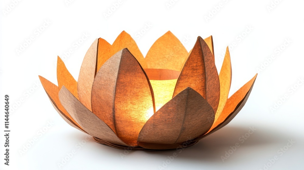 Poster elegant lotus-shaped lamp illuminating a serene space, perfect for creating a calming atmosphere in 