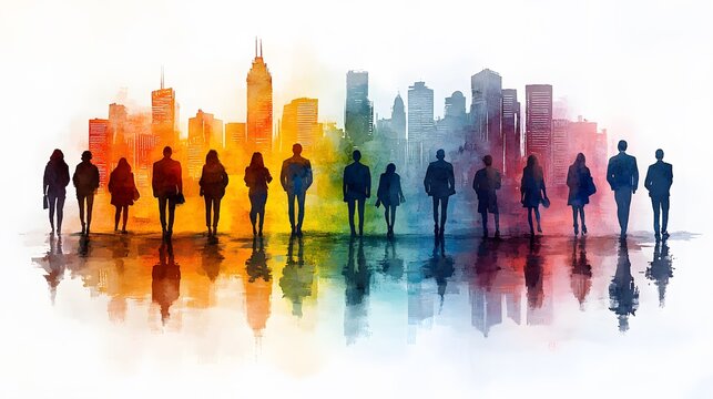 Watercolor scene of a cityscape with poetry appearing in vibrant graffiti on walls for World Poetry Day