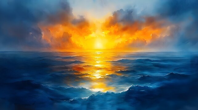 Watercolor painting of a sunrise with poetic lines shimmering across the horizon for World Poetry Day