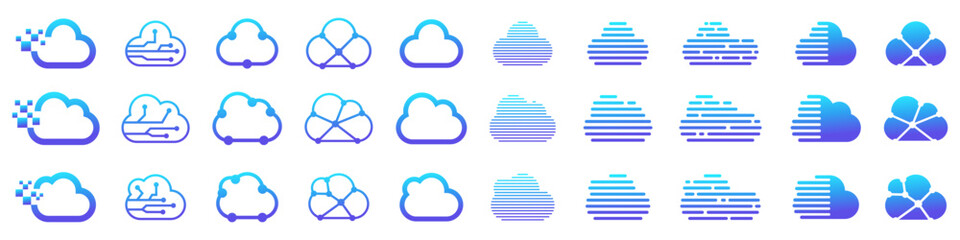 set of cloud logo design inspiration. cloud logos icon template vector set.