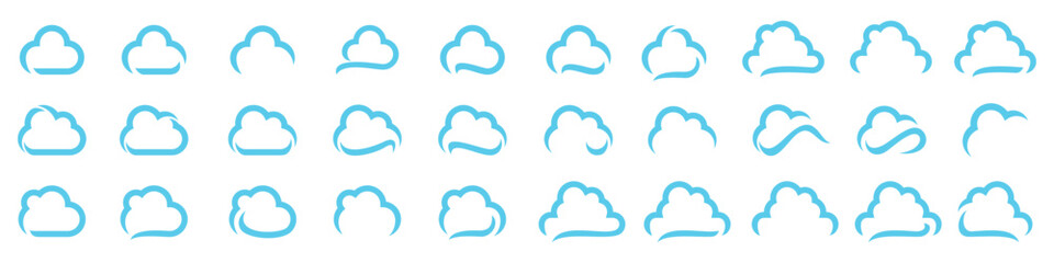 Fototapeta premium Set of Cloud Icons design vector. in trendy flat style. Cloud symbol for your web site design, logo, app. Vector illustration,