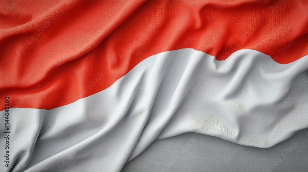 Poster waving national flag in red and white with ample copy space for text