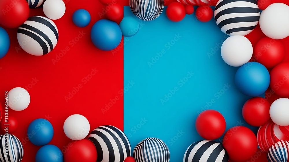 Poster abstract geometric national flag elements with minimal 3d design and open space
