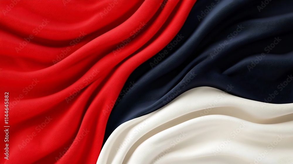 Poster smooth flowing abstract flag composition with vibrant colors and copy space