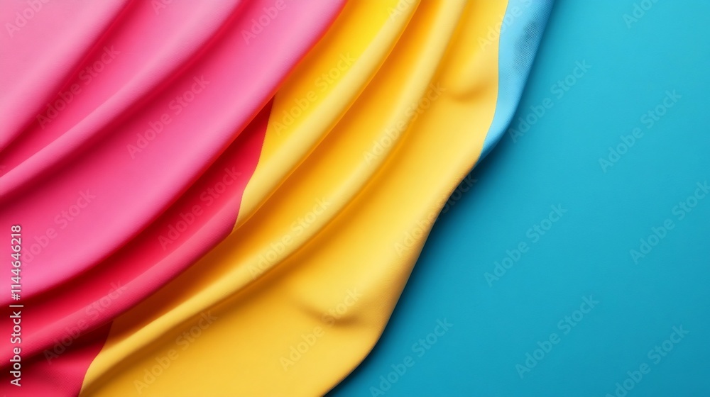 Aufkleber vibrant colorful fabric flowing in elegant 3d render with simple background and ample copy space