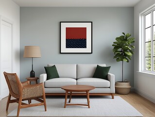 Serene Living Room with Modern Decor and Artwork