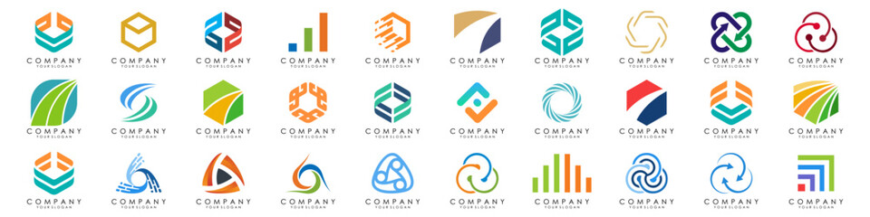 set of Abstract logos collection. Geometrical abstract logos. vector illustration