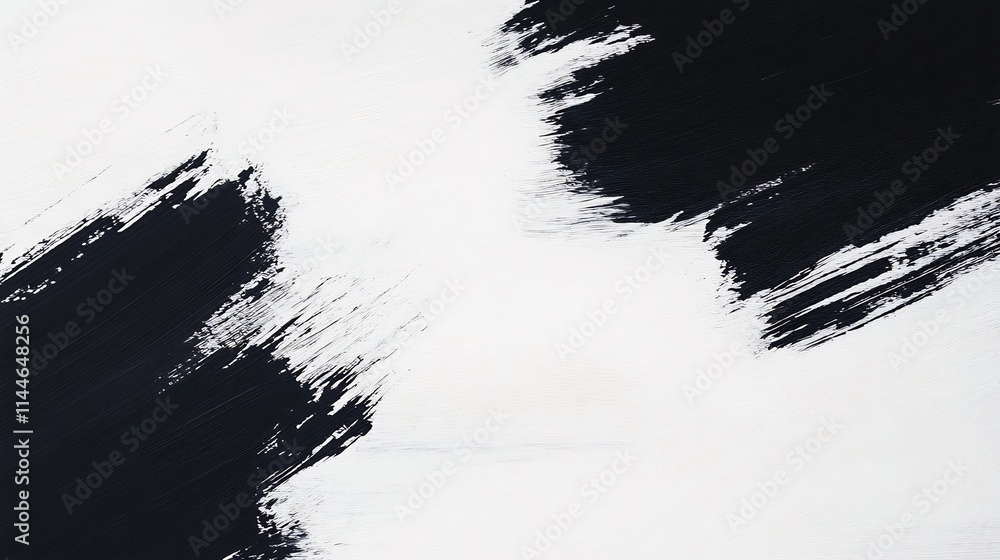 Poster monochrome abstract brush strokes with clear background and text space