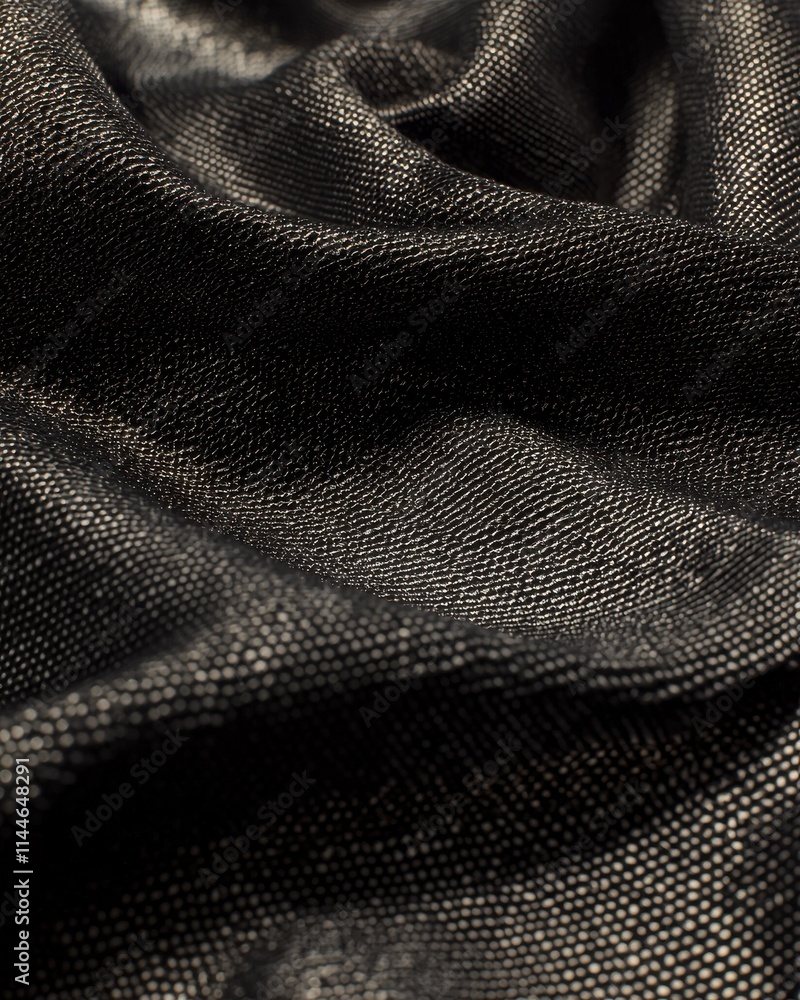 Aufkleber macro shot of black polyester textile texture abstract context close-up view fabric environment text
